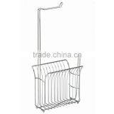 Chrome Steel Paper Towel Holder With Magazine Rack thumbnail-1