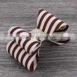High Quality Stripe Satin Bowknots Rhinestone Center Designer Baby Headbands thumbnail-6