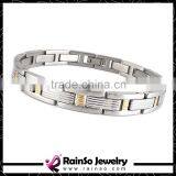 Wholesale Silver Gold Inlay 316L Stainless Steel Bracelet for Men thumbnail-2