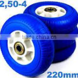 high quality plastic rims 2.50-4 pu foam rubber wheels