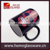 11 oz Black Ceramic Coffee Cup Mug With Skull Pattern thumbnail-1