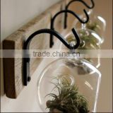 Wooden strips board with wrought iron hooks( No Glass Globe Decor)