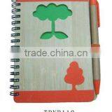 cute bamboo cover recycled note book with recycled ball pen