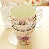 2016 HOT Sale Garden Bucket Tulip Decal Metal Bucket Flower Planter With Handle European Metal Home Decor thumbnail-2