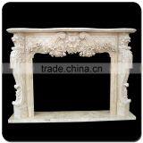 Home Decoration Hand Carving White Flower Marble Fireplace Mantel thumbnail-5