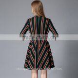 New Fashion Designer Lady Women's Dresses Striped Long Sleeve Shirt Dress thumbnail-2