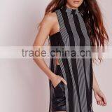 2016 Hot Sale Girls Black Stripe High Neck Blouse Wholesale thumbnail-1