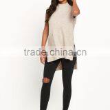 Cold Shoulder Draped Waterfall Front Knitwear Long Line Design Knitwear thumbnail-4