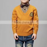 V neck long sleeve solid color children shool sweater uniform