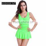 4 Colors Skirt Type Swimwear Thin Waist Collection Spa Girl Swimming Suit Sexy Conservative Swimsuit thumbnail-2