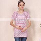 Thin Section Short Sleeve Nursing Clothes Floral Breastfeeding Clothing Cotton Maternity Mother Outdoor Tops thumbnail-2