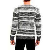Round Collar Acrylic and Mens Pullover Monochrome Stripe Sweater thumbnail-3