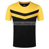 Mens Quick Dry Short Sleeve Stripe Sport Shirt Gym Running Polyester Jersey Tees thumbnail-3