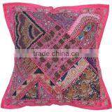 Pink Designer Euro Pillow Sham - Wood Beads Floor Seating Cushion Cover ~ 26 Inch thumbnail-1