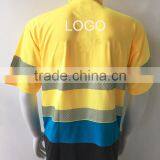 Mens Contrast Fluorescent 3M Tape Night Use Self Fabric Collar Safety Reflective Polo Shirt thumbnail-2