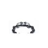 Shamballa Bracelet, Magnetic Hematite Rounds, Black Crystal Pave Gun Black Plated Alloy Beads