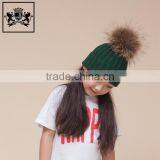 Fashion Design Knit Winter With Big Real Raccoon Fur Ball Crochet Baby Beanie Hat thumbnail-5
