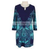 Stretch Print Polyester Old Women Tunic Dress Guangzhou ODM