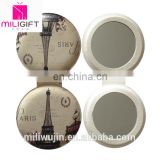 personalized Round leather double sides pocket mirror