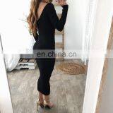 LAITE D2072 2020 New Arrivals Autumn&winter Off-shoulder v Neck Maxi Dresses Women Casual Dresses thumbnail-5