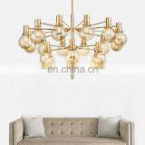 Modern Glass Globe Gold Plated Metal Chandelier Pendant Light thumbnail-3