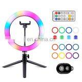 Portable Cheap LED Ring Changing RGB Color Photographic Selfle Fill Light With Tripod Stand thumbnail-6