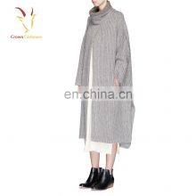 Long Turtleneck Cashmere Poncho Pattern Coat for Women Winter thumbnail-2