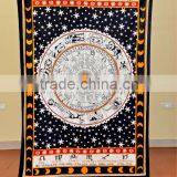Horoscope White Zodiac Sign Bed Sheet Bedspread Tapestry Indian Wall Hanging thumbnail-1