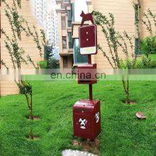 New 2022 Standing Double Stainless Steel Metal Outdoor Poop Rectangular Dog Waste Station thumbnail-1
