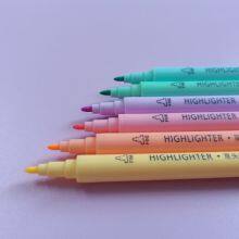 Good Quality Factory 6 Color Pastel Color Fluorescent Highlighter Double Tip Twin Marker Watercolor Pen for Children Student Art thumbnail-4