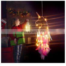 Ins Night Led Lamp Dreamcatcher Hanging Decoration Girl Room Decoration Unicorn Dream Catcher For Kid thumbnail-5