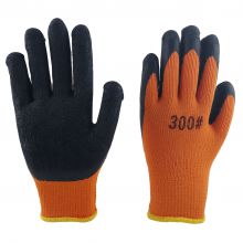 thickened polyester thread knitted wrinkled latex palm coated safety work gloves