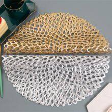 Fancy Modern Round Flower Pattern Non Slip Heat Resistant PVC Table Pads Bowl Hollow Place Mats thumbnail-4