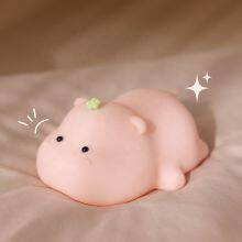 EGOGO New Nursery Silicone Squishy Lamp Night Light Hippo Nightlight Baby Kids Children Small Animal LED Night Light thumbnail-5