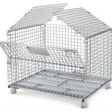 Warehouse Steel Collapsible Wire Mesh Storage Bins Industrial Stackable PET Preforms Wire Mesh Container Cage With Wheels Mesh Wire Storage Cage thumbnail-4