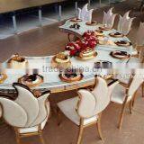 Maple Leaf-shaped backrest PU leather dining table and chairs modern luxury stainless steel