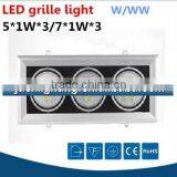 High Effienct Promotional Recessed Series Warm White 3 Head Led Downlight Grille Lamp 3x5W 15W 7x3W 21W