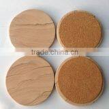 Absorbent Round Sandstone Coaster With Cork Backing
