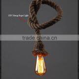 Retro DIY Art Hemp Rope Pendant Light 200cm Creative Art Chandelier Dining Room LED Droplight