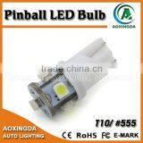 6.3v ac T10 194 Wedge 555 3528 5SMD Pinball Led Bulb
