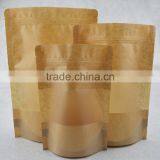Food Grade Stand up Zipper Kraft Paper Bag With Clear Window Accept Custom Printing thumbnail-1