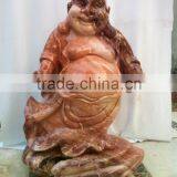 Laughing Buddha Statue for Sale Red Marble Hand Sculpture Carved