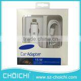High Quality White or Black Original Car Charger With Usb Cable for Samsung
