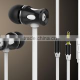 New flat cable in-ear metal earphone and headphone with mic for smart phones