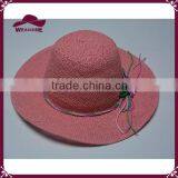 Girl Pink Straw Sun Hat Paper Floppy Hat With Colorful Flower thumbnail-2
