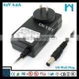 ac 110 240v 50 60hz 24v 2.5a 60w ac dc Wall Mounted Power Adaptor