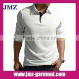 100% Cotton Plain White Long Sleeve Polo Shirt thumbnail-1