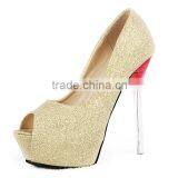 2015 Free Shipping Hot Selling Lady's Sexy High Pumps Wedding Glitter Shoes High Heels Peep Toe Free Shipping thumbnail-5