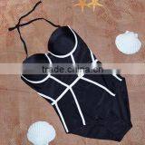 BSC100 Hot Sale Women Sexy Pretty One Piece Printing Skirt Bikini Swimwear thumbnail-4