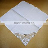 100% voile cotton embroidered lady Handkerchief Water soluble lace